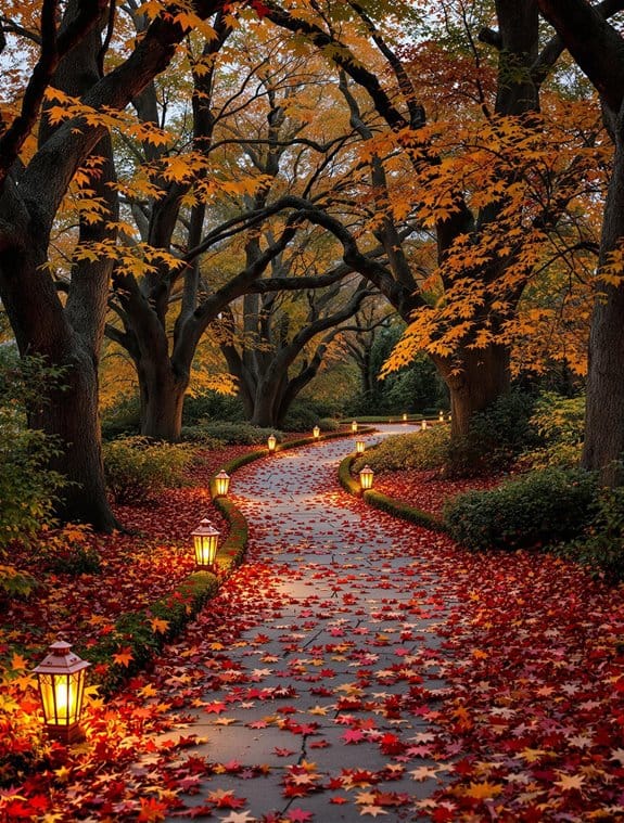 autumn leaves glowing brightly