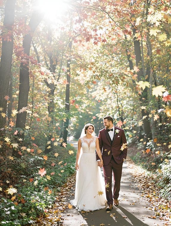 colorful leaves falling gently