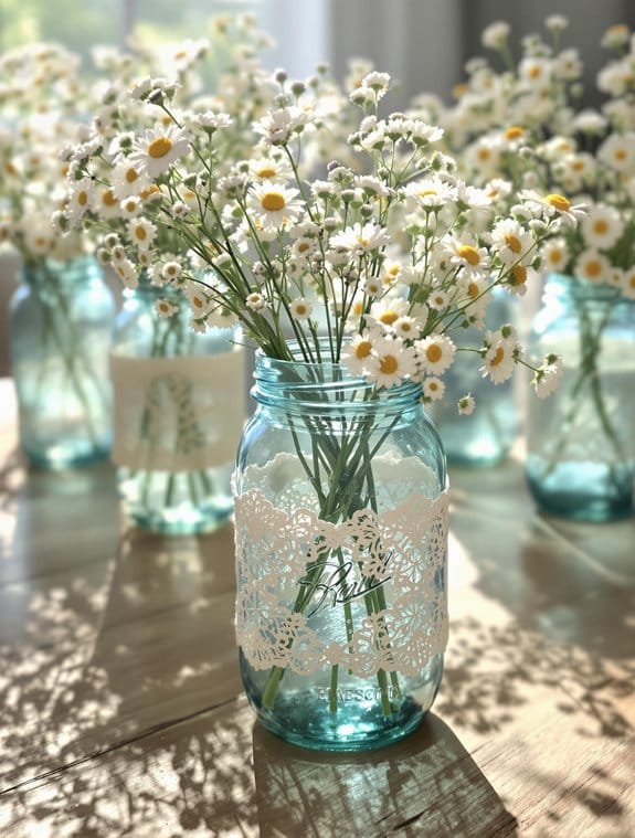 lace mason jar decor