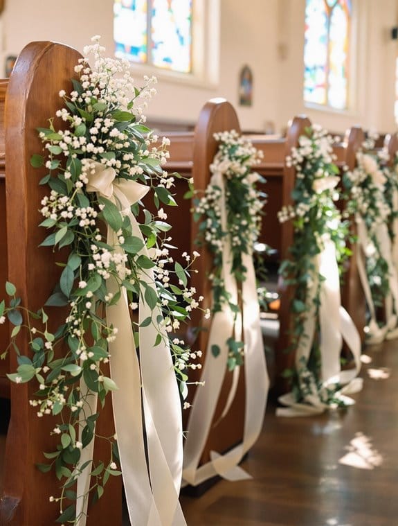 lush foliage with decorative ribbon