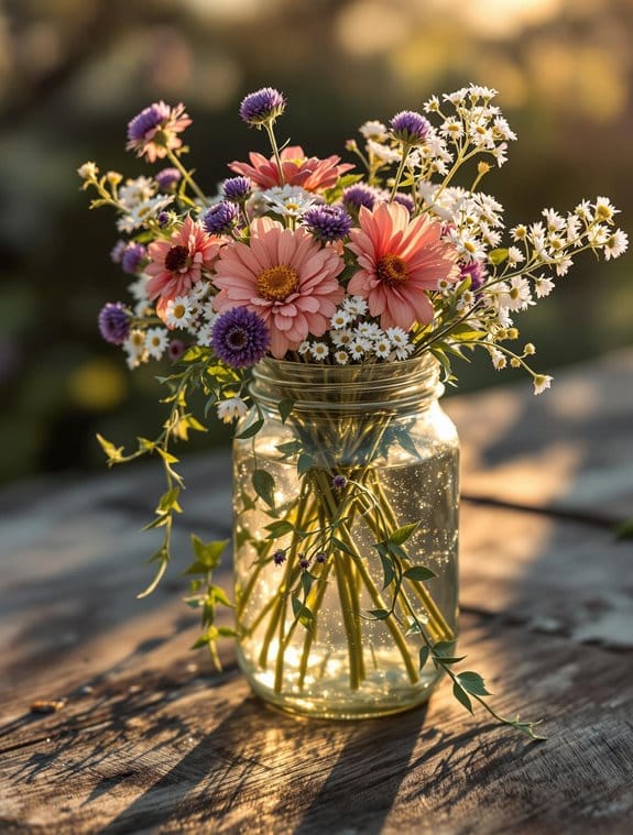 mason jar wildflower arrangement
