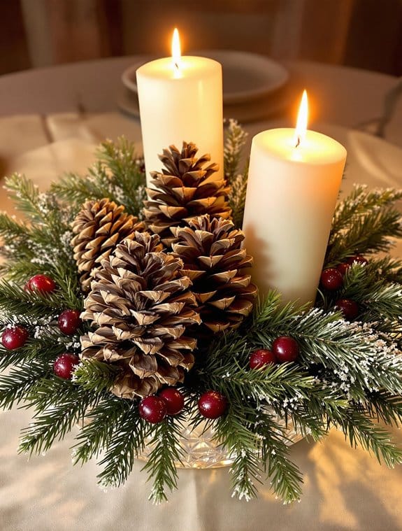 pine scented glowing candles