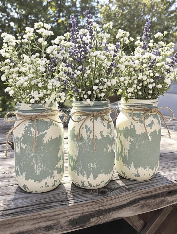 rustic painted distressed jars