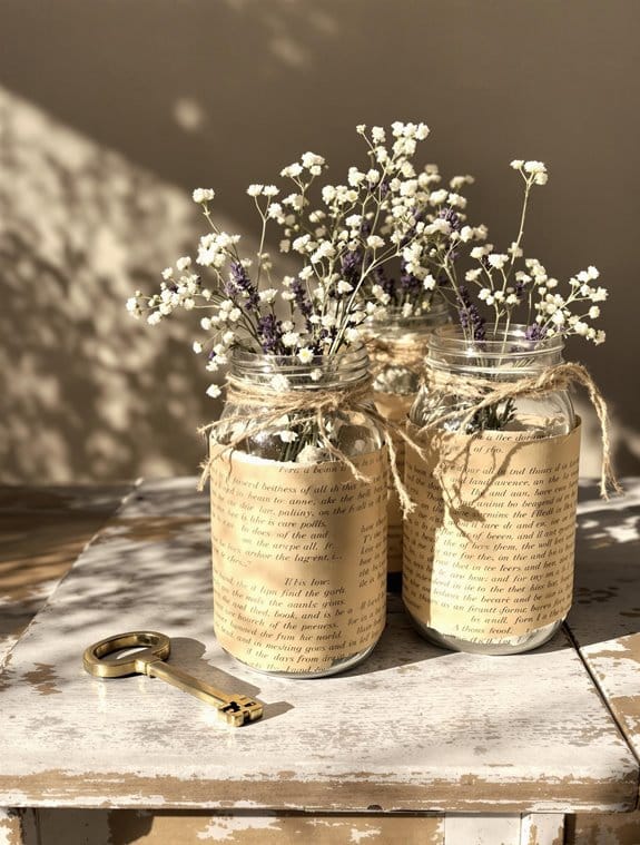 vintage jars with pages