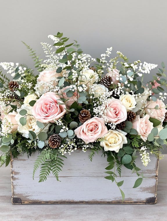 wooden boxes with flowers